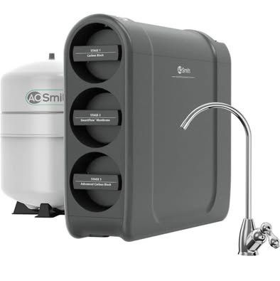 AO Smith High-Efficiency Reverse Osmosis with SmartFlowâ„¢ Technology - Under Sink RO Water Filtration System w/Faucet & Compact Tank- Filters Chlorine