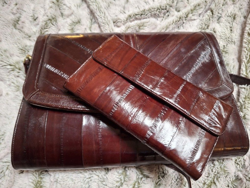 Leather Of The Sea Eel Handbag With Clutch