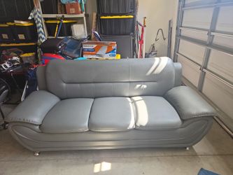 Grey modern leather sofa