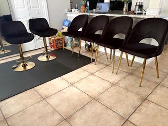 Black/Gold Velvet Chairs & Stools