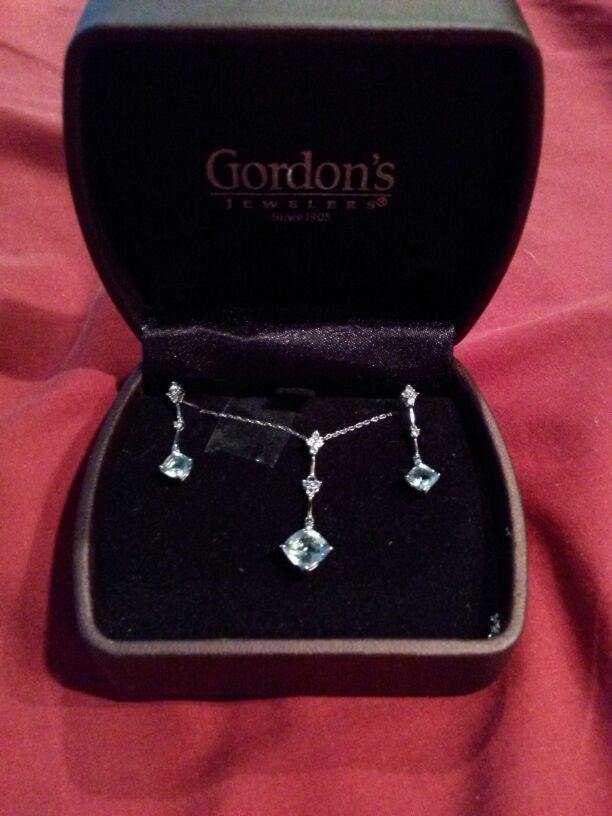 Aquamarine & Diamond Necklace & Earrings