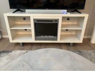 White TV Stand with Electric Fireplace