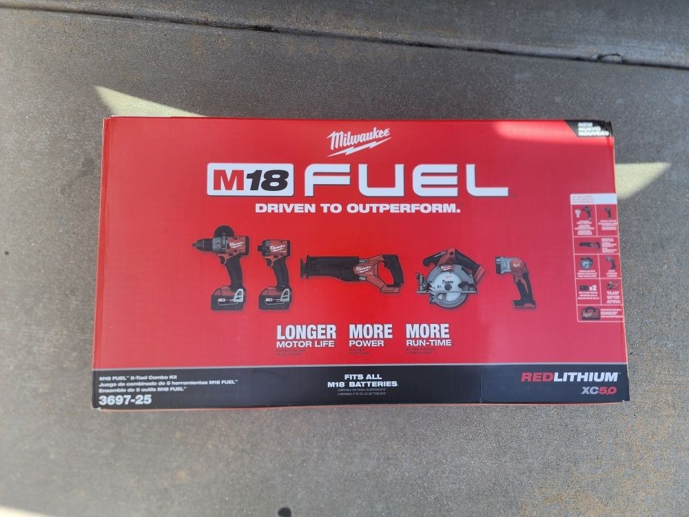 Milwaukee 3697-25 M18 FUEL 18V Brushless Cordless 5-Tool Combo Kit (Sealed, New)