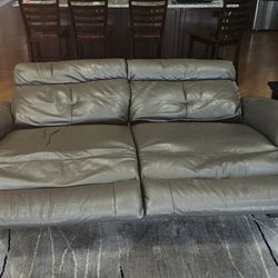 Dual Power Recline Leather Sofa 