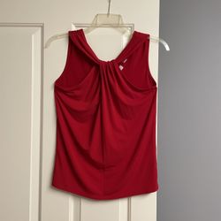 New York & Company Red Stretch Sleeveless Blouse, Women, S