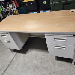 Metal And Wood Office Desk