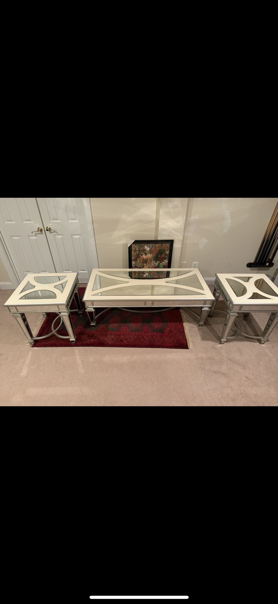 3 Piece Glass Table Set