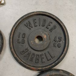 Weider Vintage 10lb 1" Iron Barbell  Weight Plates(4)