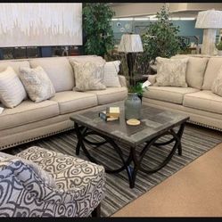 Claredon Linen 2 Piece Sofa And Loveseat Living Room Set ✅ Brand New 💯 Best Price 📣