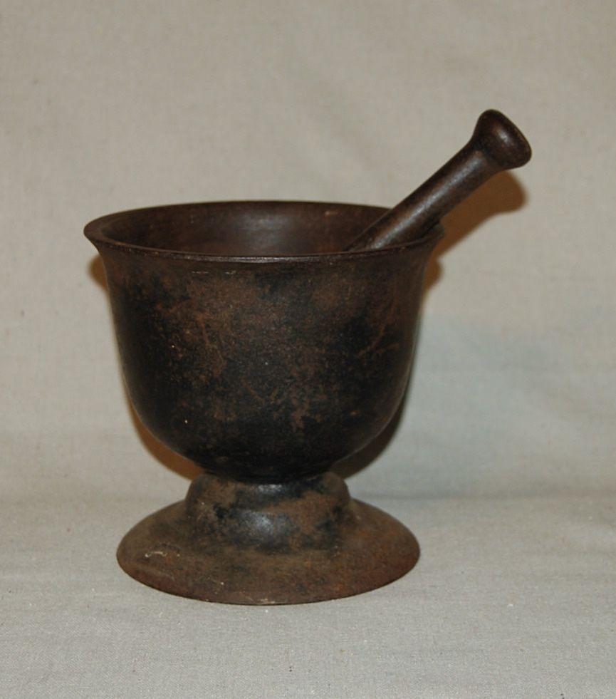 Antique Cast Iron Mortar & Pestle