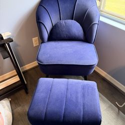 Velvet Accent Chair + Ottoman Set 