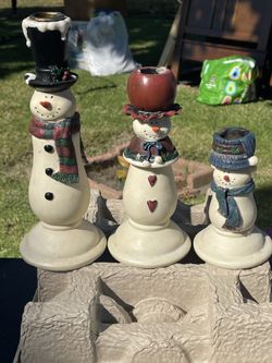 Snowmen Candle Holders