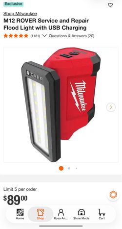M12 ROVER Service and Repair Flood Light with USB Charging