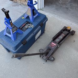 Floor Jack And Two Stands 