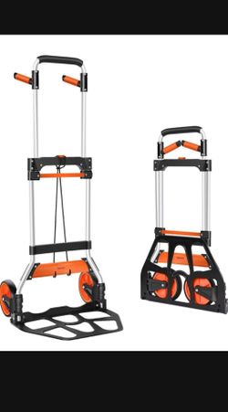New!!! Hand truck 340lb capacity Aluminum Folding with Swivel Handle, Heavy Duty Utility Dolly Foldable Trolley with Elastic Cord, 7 Inch Wheels
