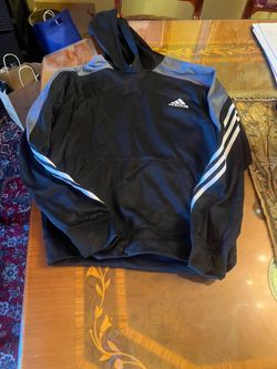 Adidas Jacket small  Black  Hoodie Pullover Pocket Navy Long Sleeve