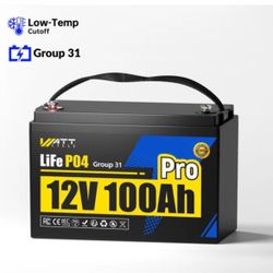 Wattcycle 12V 100Ah Group 31 Pro LiFePO4 Battery with 110A BMS