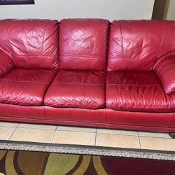 Red Leather Sofa
