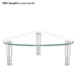 Clear Glass Computer Monitor Riser / Triangle Desktop Universal Corner Stand for Computer Monitor & Laptop