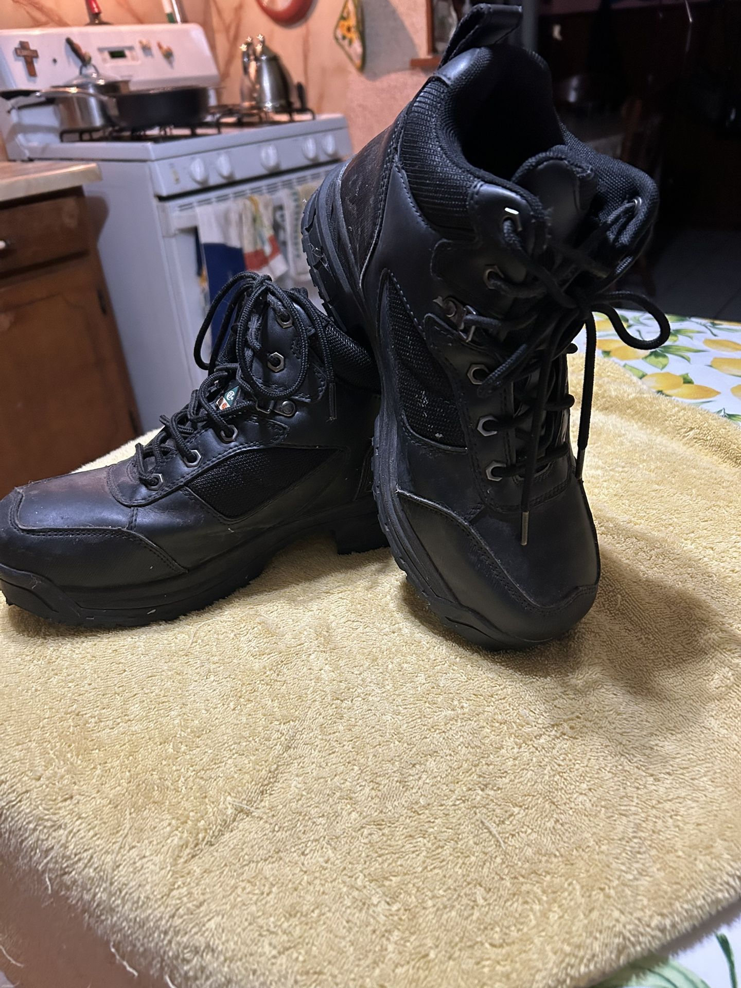 Black Steel Toe Boots With Heel