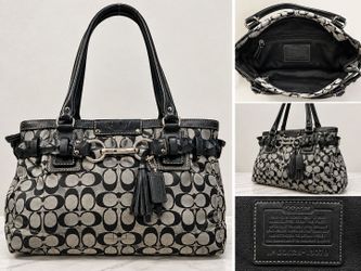Coach Signature Tote Bag Black White