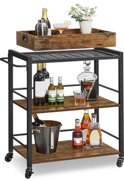 Rolling Bar Cart with Removable Tray