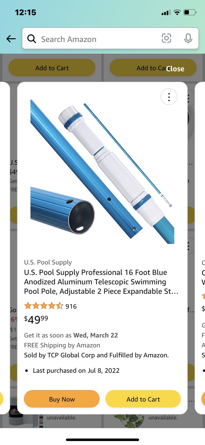 New Expandable Pool Poles $10.00