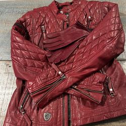 Womens Leather Harley-Davison Jacket Plus Gloves