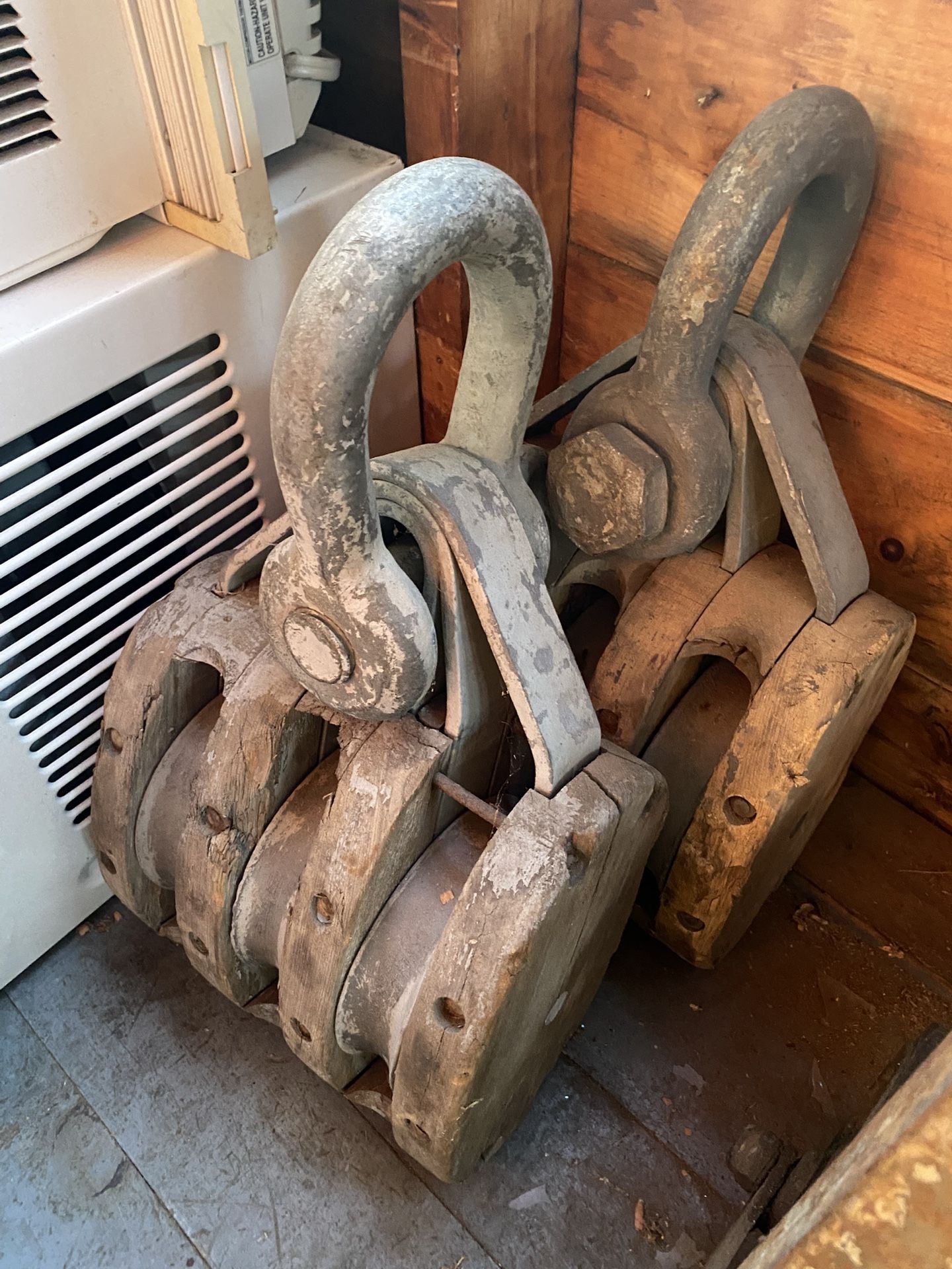 Giant Wooden Barn Pulleys