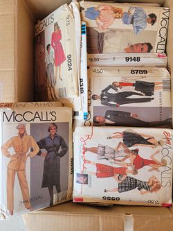 Box of Vintage Sewing Patterns 