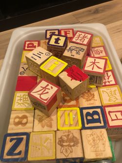 Alphabet and Chinese Wooden Blocks