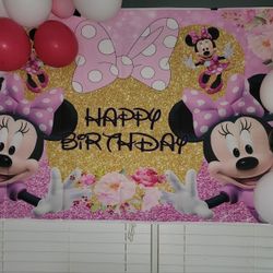 Minnie MOUSE HAPPY BIRTHDAY  BACKDROP