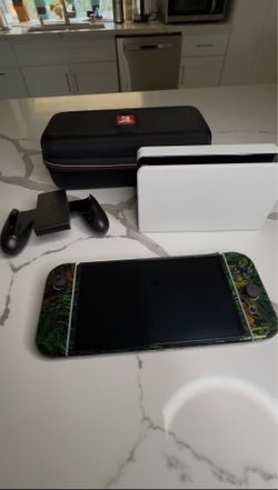 Nintendo Switch OLED (White) with Holographic Gamer Skin