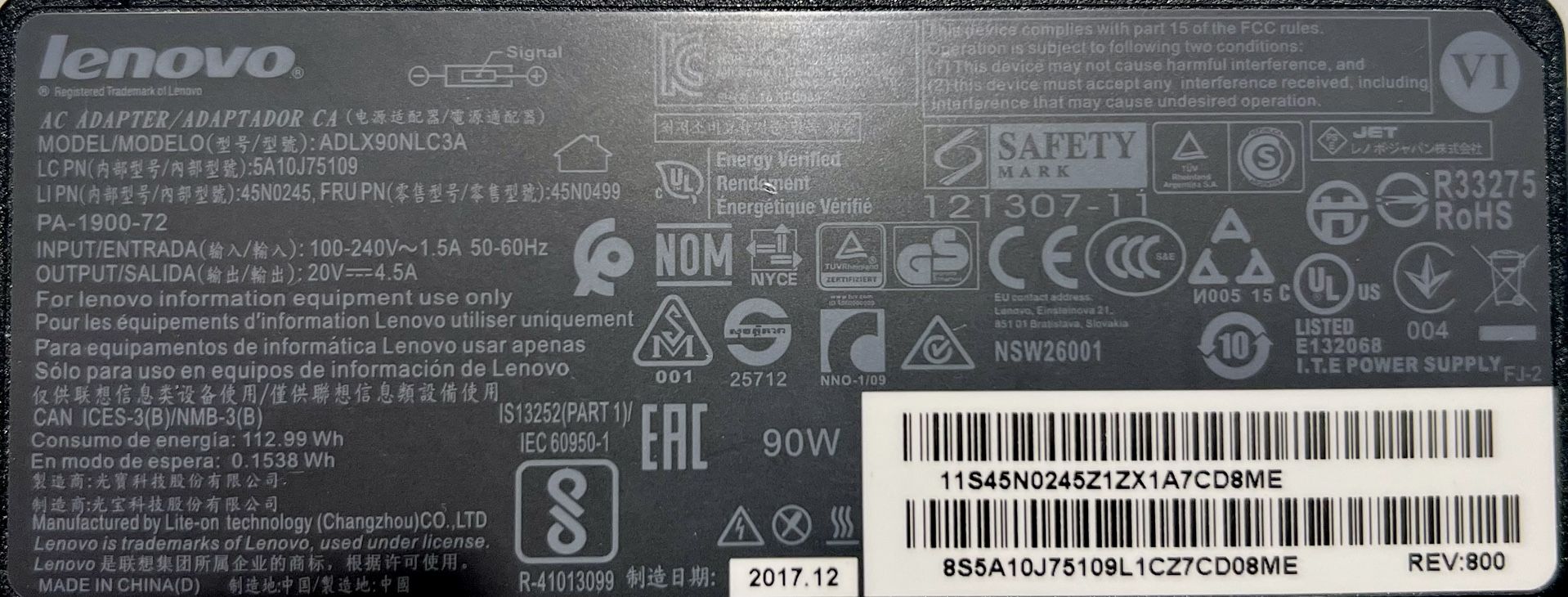 Lenovo 90W 20v Charger - Original