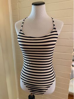 NWT J. Crew navy and white stripe tie back one piece