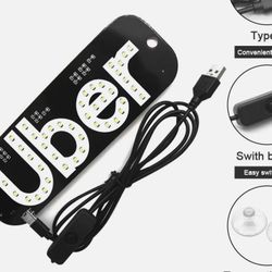 U B E R Lighted GREEN LED Sign For DRIVERS Windshield Sign CARS-FAST SHIPPING