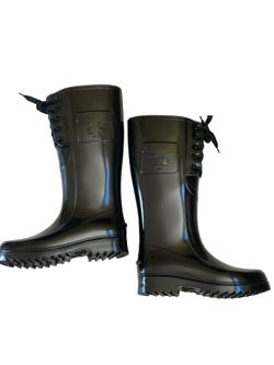 See by Chloe Women Lace Wellington Black Rain Boots Size 36