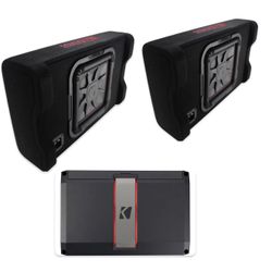 NEW 2 12” Kicker L7t Shallow Series Subwoofers With Kicker Amp