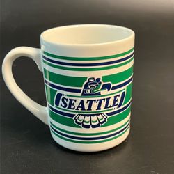 Vtg 1992 Seattle Thunderbirds Hockey Ceramic Mug WHL Cool Bird Logo Striped Rare