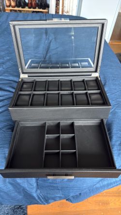 Glenor 12 slot watch case with valet drawer
