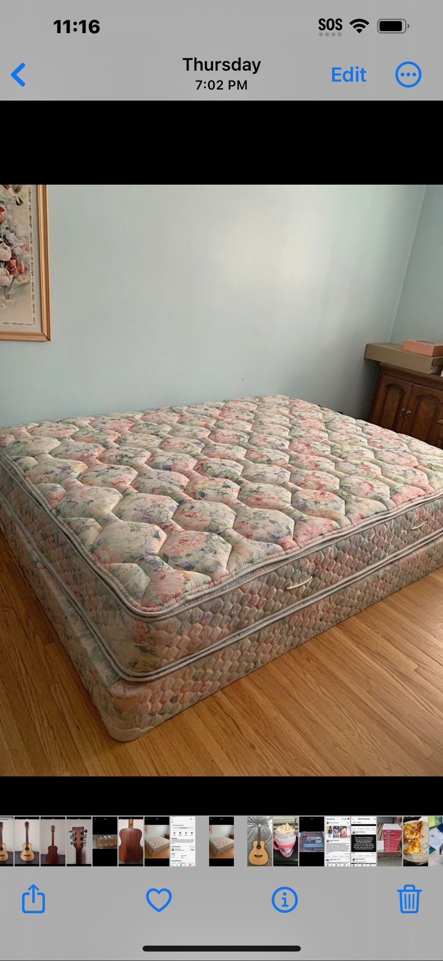 Sealy Posturepedic Queen Size Plush Pillow Top Mattress & Boxspring In Excellent Clean Condition 