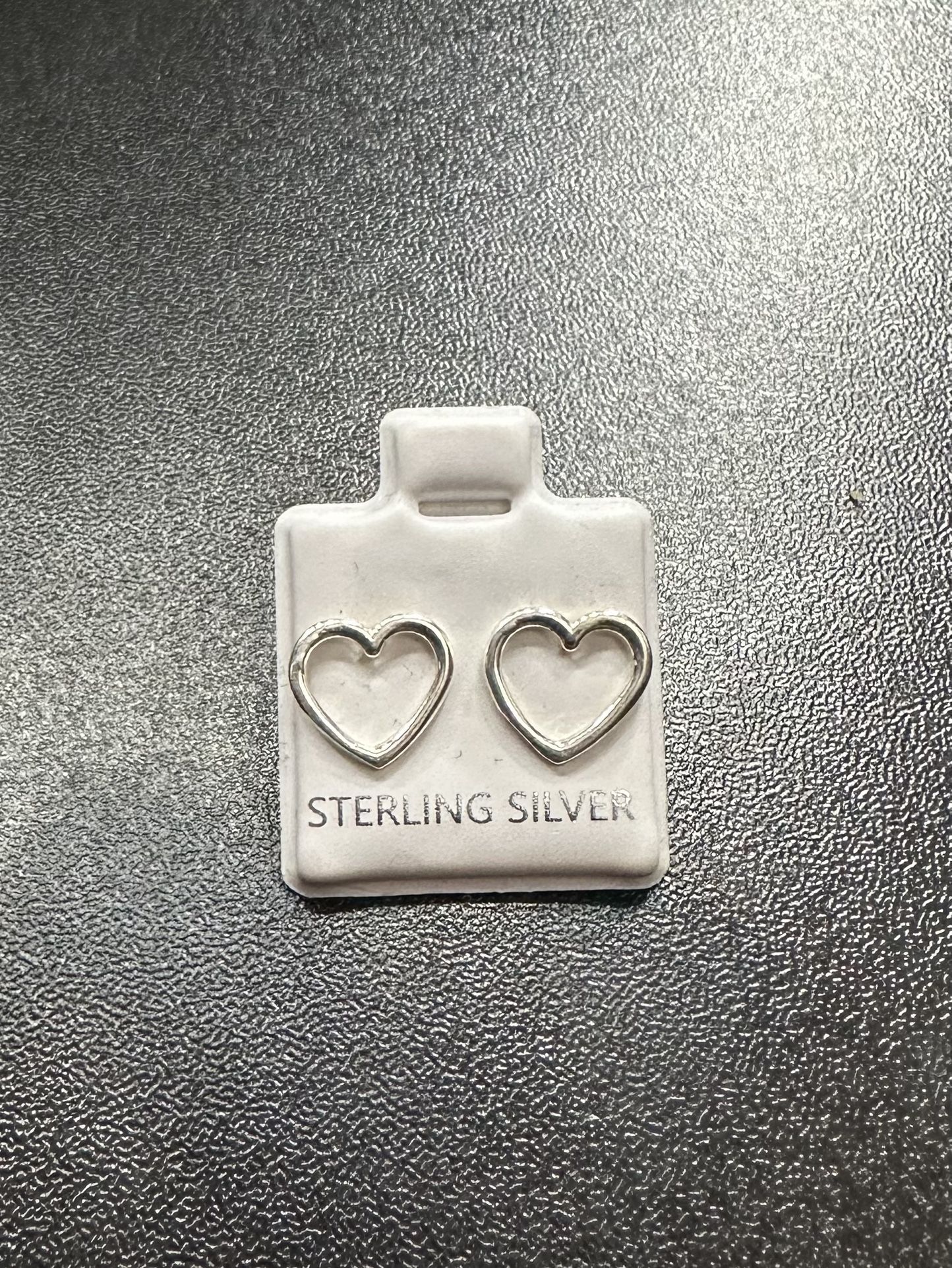 Heart Stud Earrings, 925 Sterling Silver