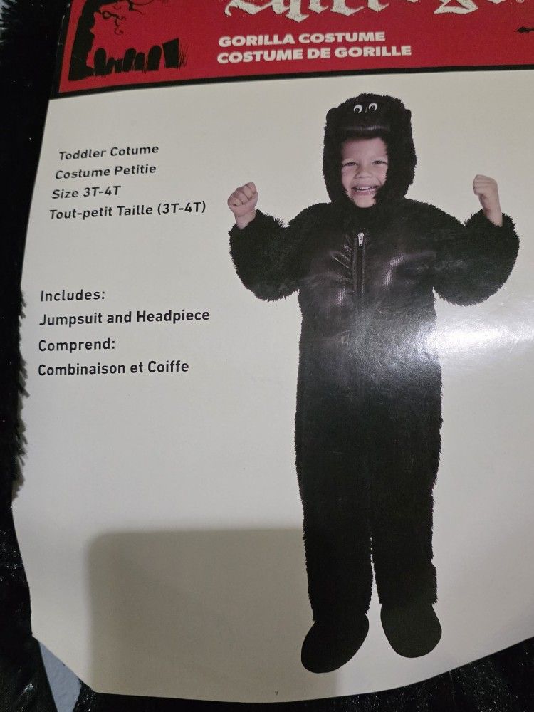 Gorilla Costume New Size 3-4T
