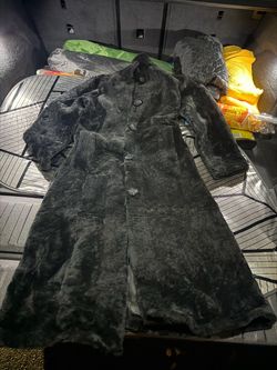 This Item Is A Vintage Elegancia Long Black Shearling Sheepskin Overcoat Size S