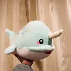 14” Takashoji Green NarWhale Very Soft Plush New with Tag