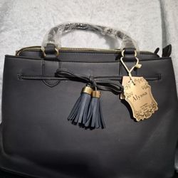 Brand New Alyssa Structured Vegan Leather Tote – Navy