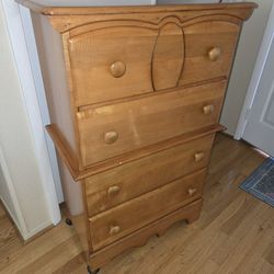 5 Drawer Tall Wood Dresser, Chest Of Drawers