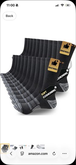 JOYNÉE 5/10 Pairs Mens Lightweight Athletic Crew Cushioned Breathable Work High Calf Long Boot Socks