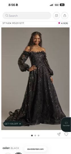 Melissa Swer Black Lace Off-Shoulder Wedding Dress