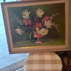 Vintage Signed Floral Oil Painting